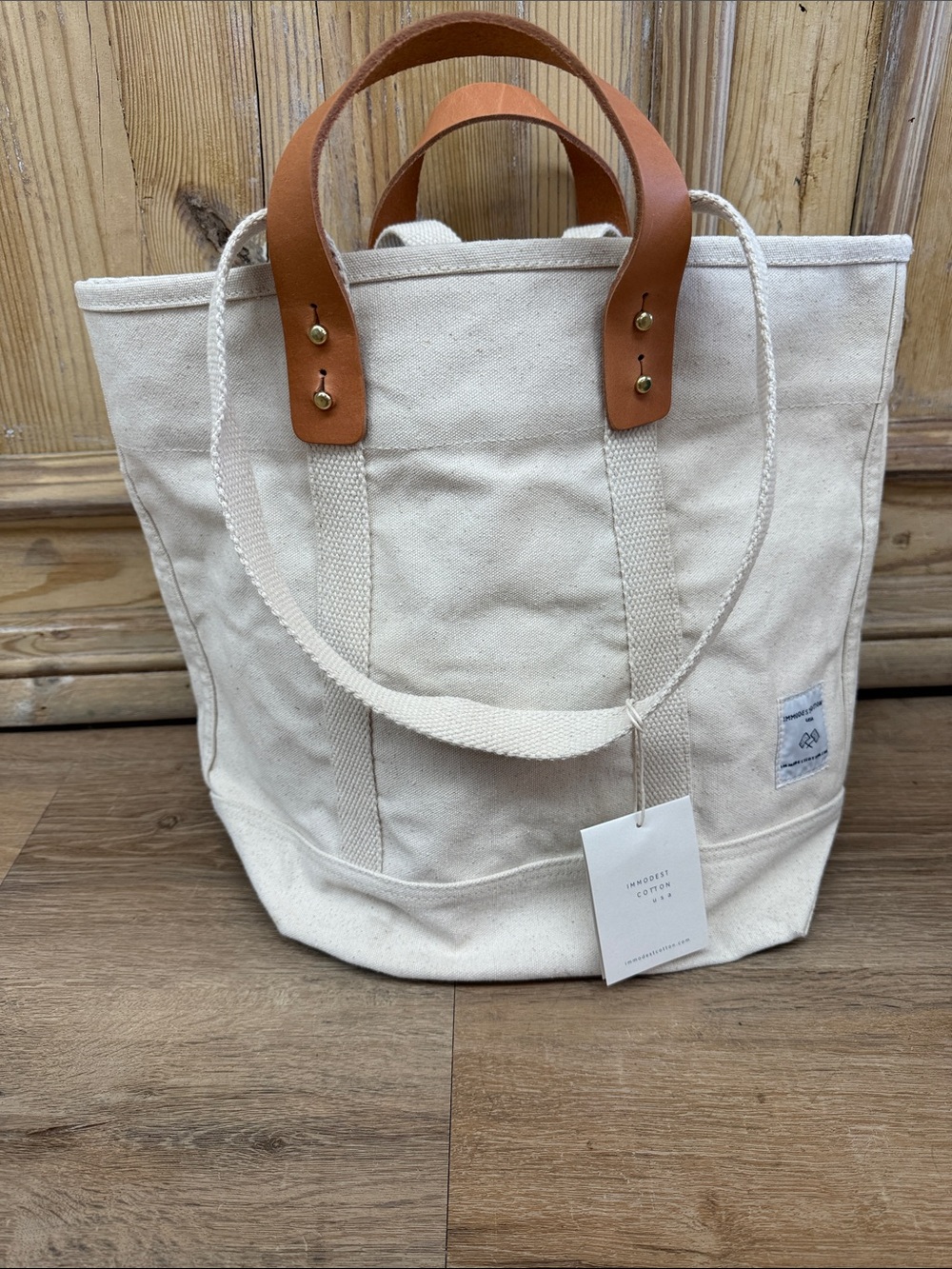 Immodest Cotton Small East West Tote Natural